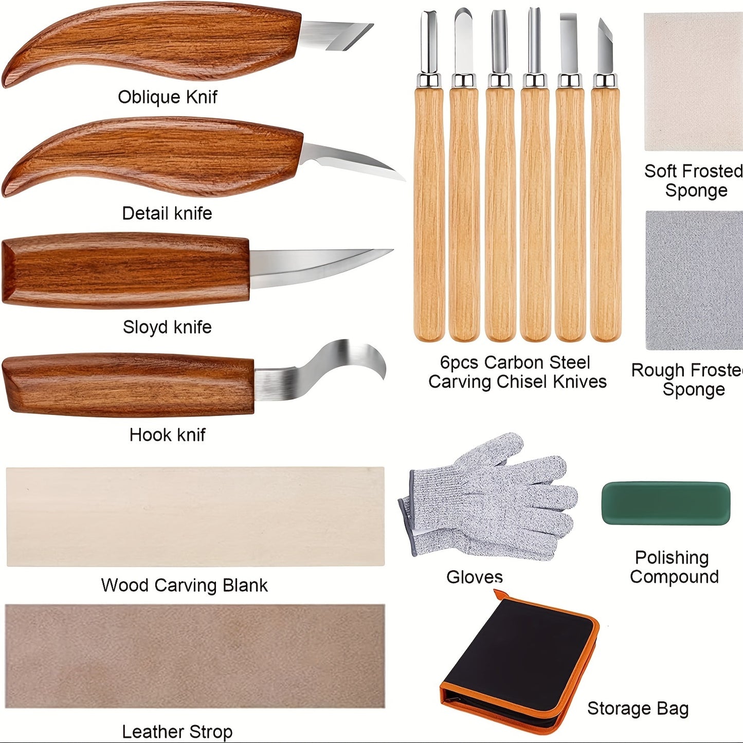 26-in-1 Wood Carving Kit With Detail Wood Carving Knife