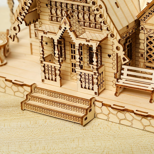 New 3D Wooden Architectural Model Decoration Creative Holiday Party Gift Toy DIY Assembly Luminous House With Lights Birthday Gift Christmas Halloween New Year's Gifts, Gift For Friends! easter gift