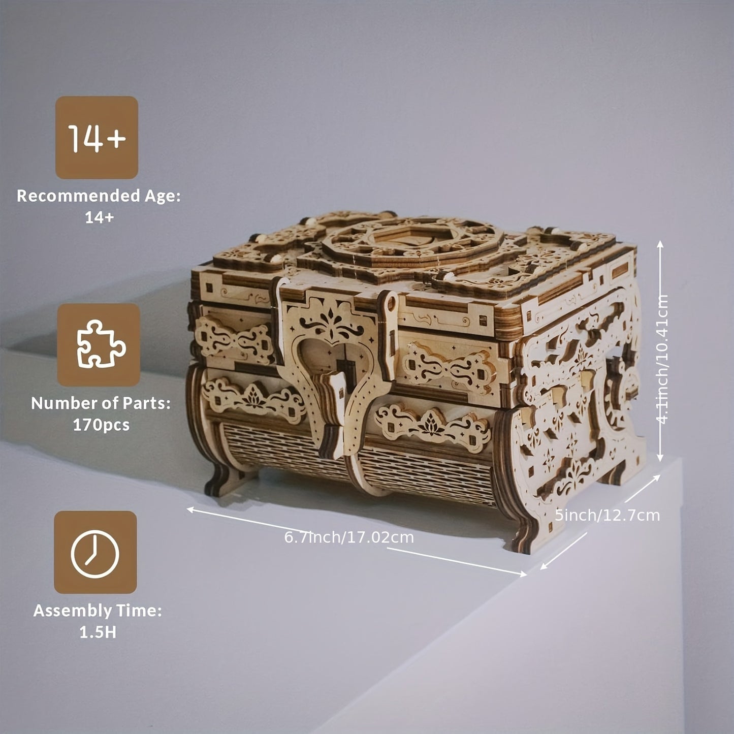 3D Wooden Puzzle For Adults, 3D Puzzle Antique Wooden Box Model Kits