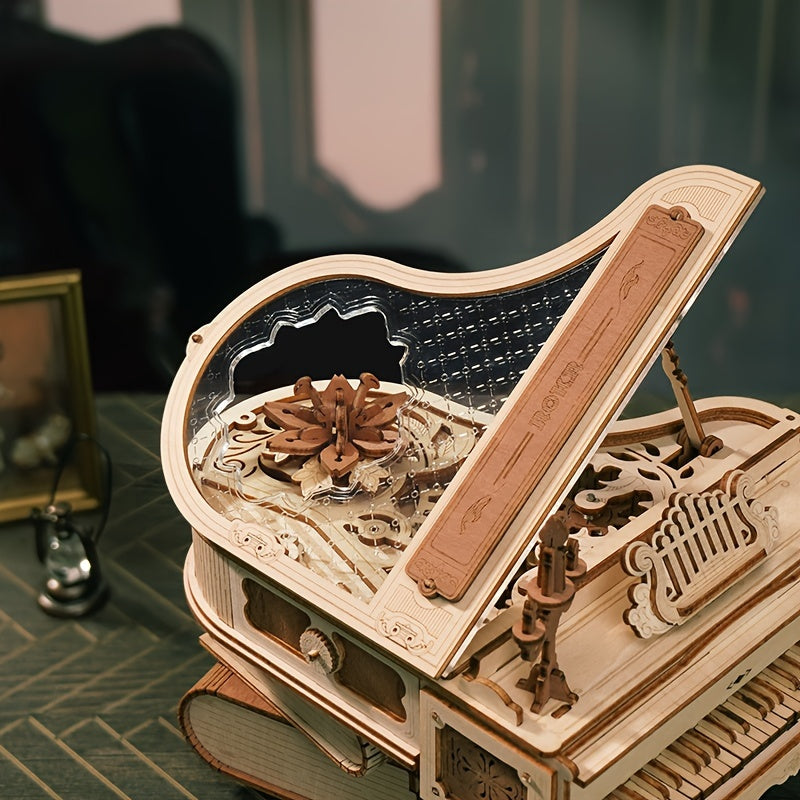 Magic Piano 3D Wooden Puzzle Music Box - Mechanical, Handcrafted, Intricately Designed, Enchanting Melody, AMK81 Model