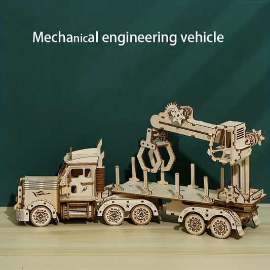 DIY Handmade Wooden Truck Crane Model 3d Three-dimensional Puzzle Gift Toy Desktop Decoration