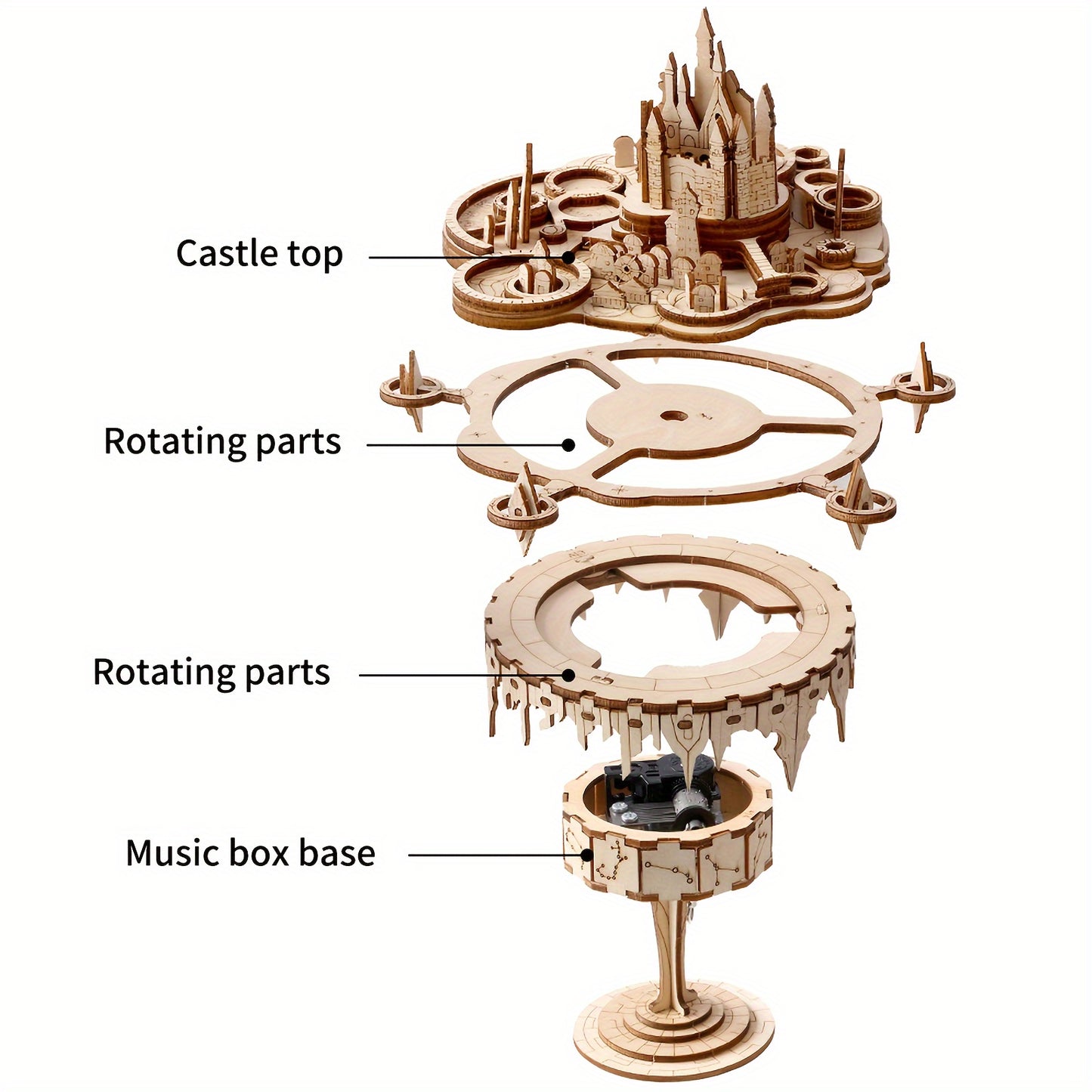 3D Wooden Puzzles Music Box kits You are My Sunshine Castle Building Model DIY Crafts, for Girls or Women Christmas Halloween Gifts