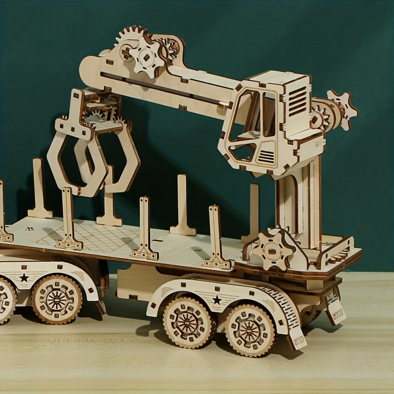 DIY Handmade Wooden Truck Crane Model 3d Three-dimensional Puzzle Gift Toy Desktop Decoration