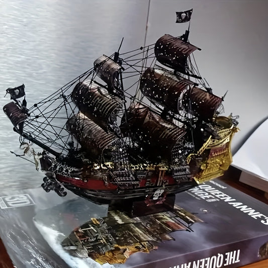 Piececool Metal 3D Puzzles For Adults, Flying Dutchman Pirate Ship Model Kits, 3D Watercraft Model Building Kit, DIY Craft Kits Difficult 3D Puzzles, Halloween, Christmas gift, Thanksgiving Day gift