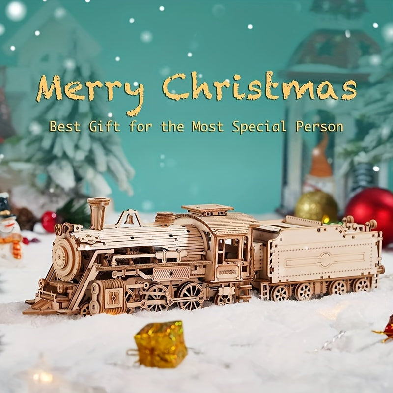 3D Puzzle Wooden Diy Model Train Toy For